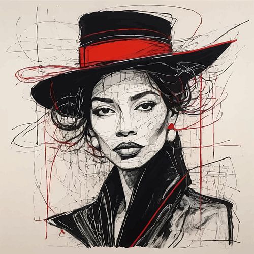 Minimalistisch schilderij van vrouwenportret