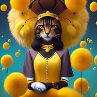 surrealistische katten met bijen