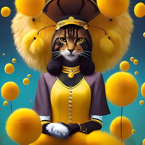 surrealistische katten met bijen van Carina Dumais