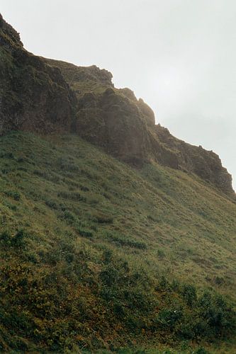 Groen IJsland met zonsondergang