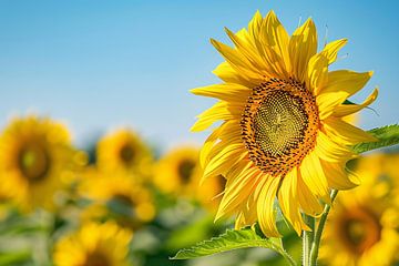 Levendige zonnebloemen in een bloeiend veld van De Muurdecoratie