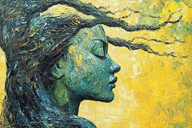 spiritual painting of woman in the forest