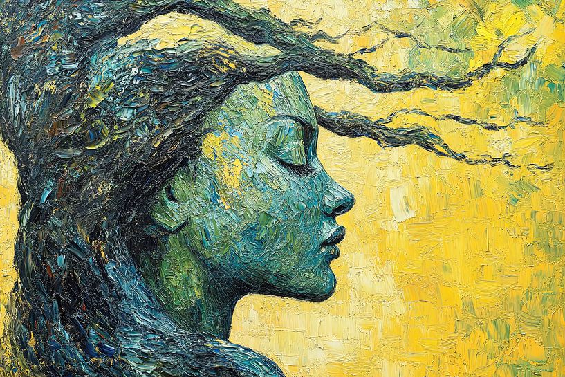 spirituelle Malerei der Frau im Wald von Egon Zitter