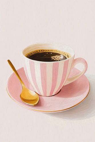 Coffee Time in Pink Stripes no. 5