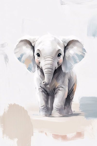 Cute baby elephant in art by Art & Soul Creations