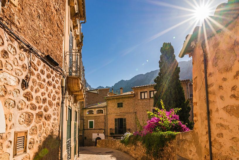 Prachtig uitzicht op het bergdorp Fornalutx op Mallorca van Alex Winter