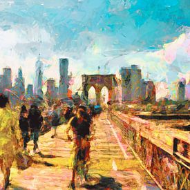 Die Dynamik der Brooklyn Bridge: urbane Bewegungen in der Kunst an der Wand von Studio Mirabelle