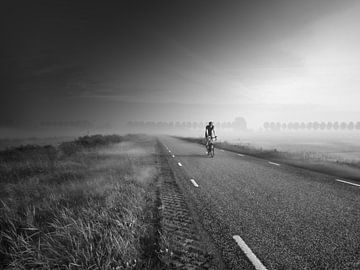 Radfahrer auf dem Deich von Eric van der Gijp