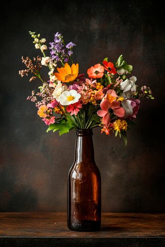 Boeket bloemen fles