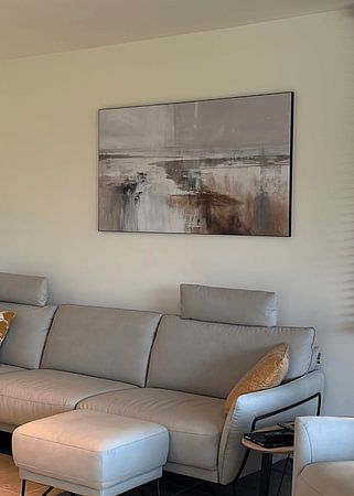 Abstract landscape in neutral tones, Japandi style