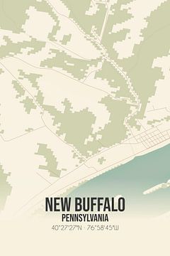 Vintage landkaart van New Buffalo (Pennsylvania), USA. van Rezona