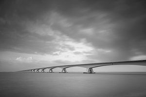 Bridge to nowhere in black and white