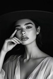 Elegantes Schwarz-Weiß-Porträt einer Frau von Poster Art Shop