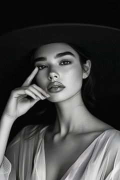 Elegant black and white portrait of a woman by Poster Art Shop