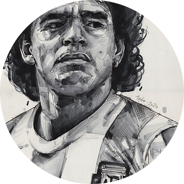 Diego Maradona schilderij van Jos Hoppenbrouwers