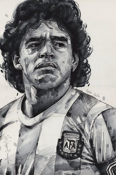 Diego Maradona Malerei von Jos Hoppenbrouwers