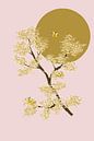 Lente in Goud tinten met Bloesem en Vlinder van Caroline Drijber thumbnail