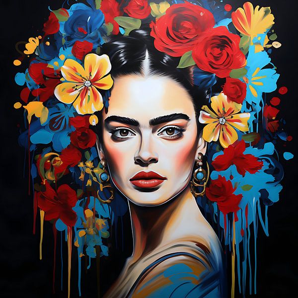 Prachtige vrouw met bloemenkrans van Lauri Creates