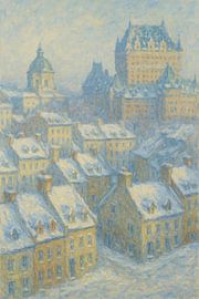 Quebec City Winter Glow – A Symphony in Blue and Gold by Travel Shop