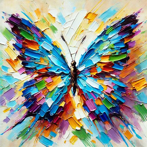 Vlucht van kleur - digitale acrylvlinder in een explosie van kleur en emotie