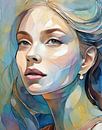 Abstract vrouwenportret in glas van Kees van den Burg thumbnail
