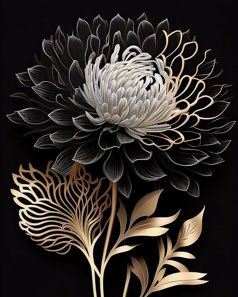 Chrysanthemum with gold by Bert Nijholt