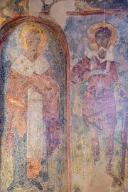 L'intérieur orné de fresques de l'église Evangelistra à Mystras, dans le Péloponnèse