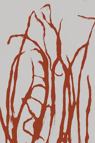 Moderne Botanische kunst. Gras in terracotta nr. 2