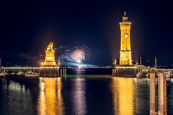 Le phare de Lindau avec le lion de Bavière