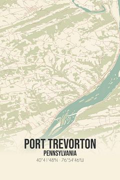 Vintage landkaart van Port Trevorton (Pennsylvania), USA. van Rezona
