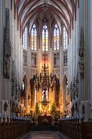 Verlichting in de Sint-Janskathedraal in Den Bosch. Bijvoorbeeld op Metal, aluminium, acryl.