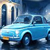 Fiat 500 bleu clair sur DeVerviers