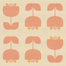 Motif vintage avec des tulipes roses et jaunes sur Dina Dankers