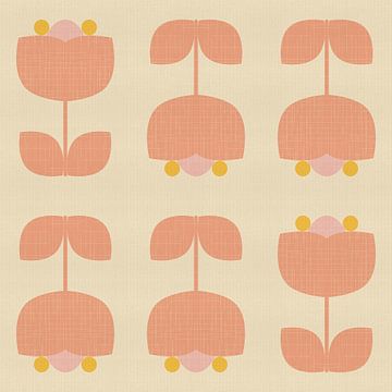 Vintage patroon met tulpen in roze en geel van Dina Dankers