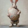 Lapin de Pâques avec un gros œuf peint sur But First Framing