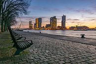 Rotterdam Skyline, zonsopkomst met uitzicht op kop van zuid van Erik van 't Hof thumbnail