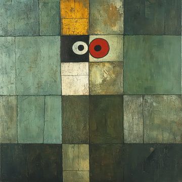 Vibrant Blocks in Olive and Red van Natasja Haandrikman
