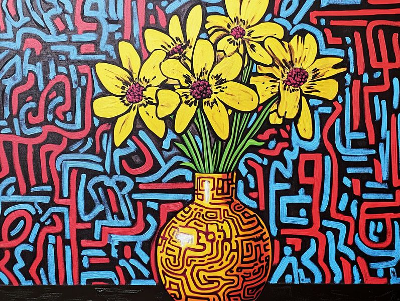 Abstract Background with Flowers by ARTEO Paintings