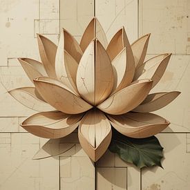 Lotus Flower Abstract Beige Painting by ComfortQ