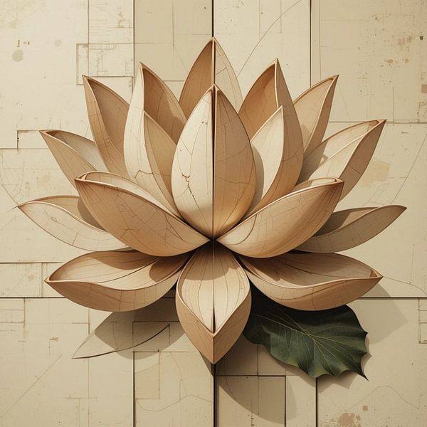 Fleur de lotus peinture abstraite beige par ComfortQ