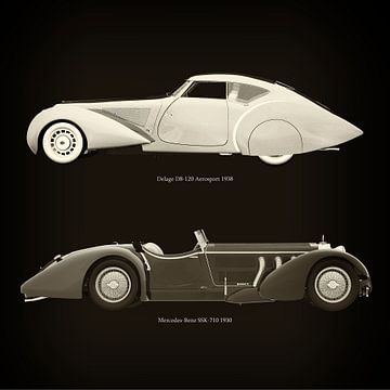 Delage D8-120 Aerosport 1938 en Mercedes-Benz SSK-710 1930 van Jan Keteleer