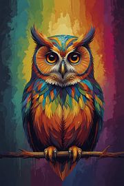 Colourful Owl Abstract Artistic Design by Art & Soul Creations