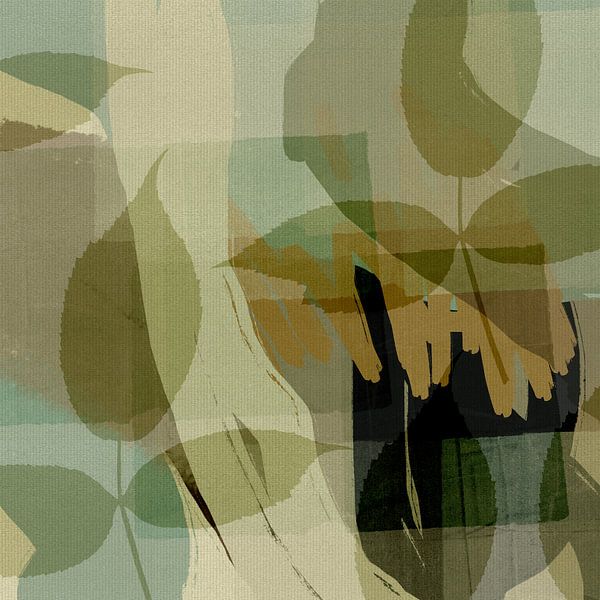 Botanical abstract in olive and taupe by Abstract Minimalist Art