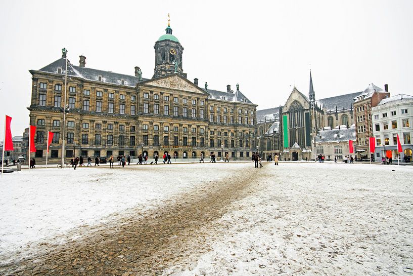 Snowy Dam Platz in Amsterdam Niederlande mit dem Königlichen Palast von Eye on You