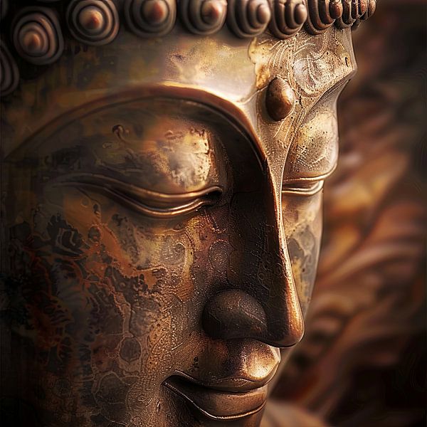 Buddha - Zeitlose Weisheit in Bronzegold von Poster Art Shop