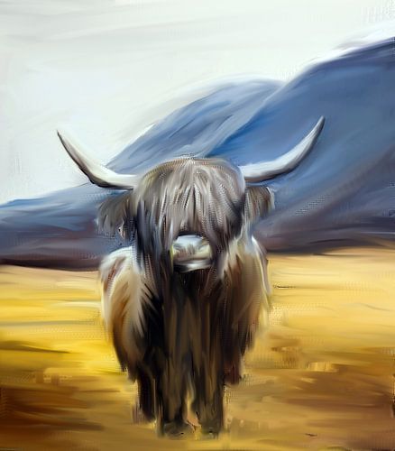 Robuuste Schotse Hooglander tussen de bergen