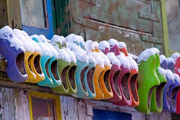 Colourful clogs in winter