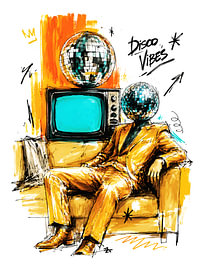Disco-sfeer: retro disco-bal-kunst uit de jaren ’80 van Ramy Salah Hefny