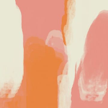Abstracte kunst in neon- en pastelkleuren. Zalm, roze, wit nr. 7 van Dina Dankers