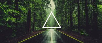 Route forestière avec signe géométrique sur Poster Art Shop